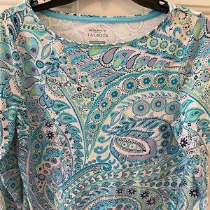 Talbots shirt with beautiful paisley, print and blue and light pink.